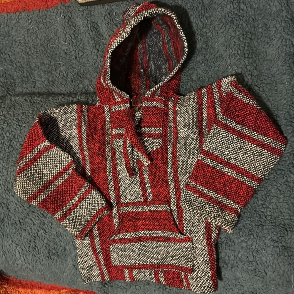 Size 3T-4T Baja Hoodie. Red-White-Black colors, very soft inside. Very durable.